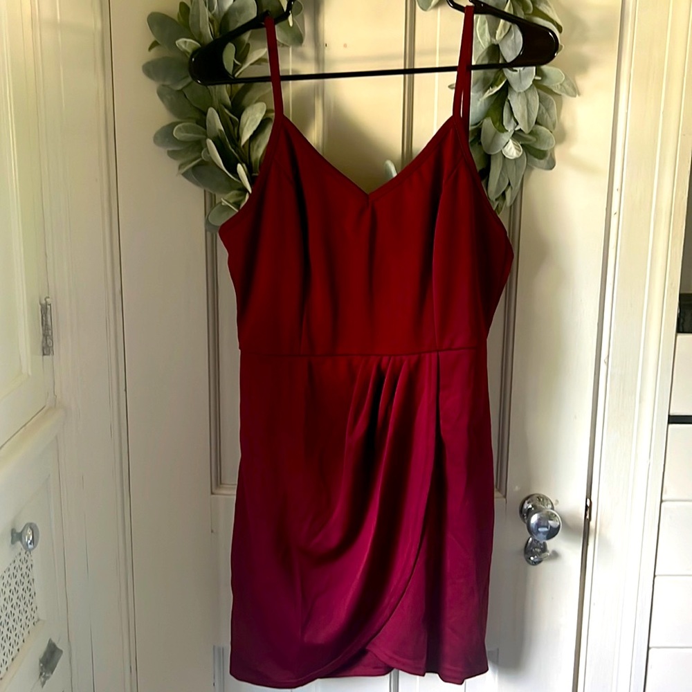 Burgundy strappy mini dress